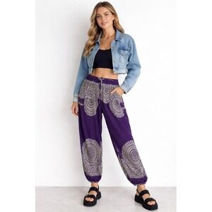 Gypsy Rose Purple Mandala Harem Pants Boho Festival Joggers